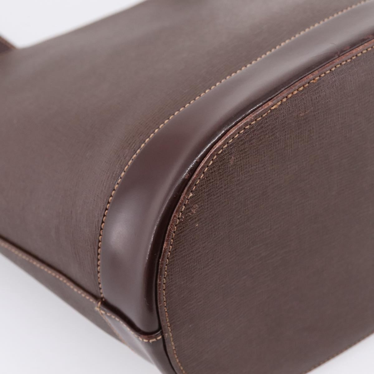 Burberrys Tote Bag Leather Gold Brown Auth hk4160