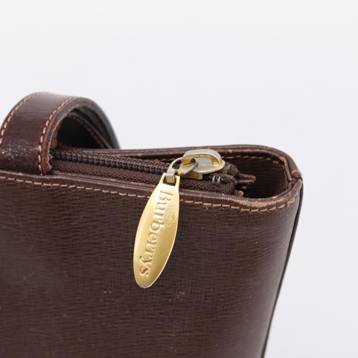 Burberrys Tote Bag Leather Gold Brown Auth hk4160