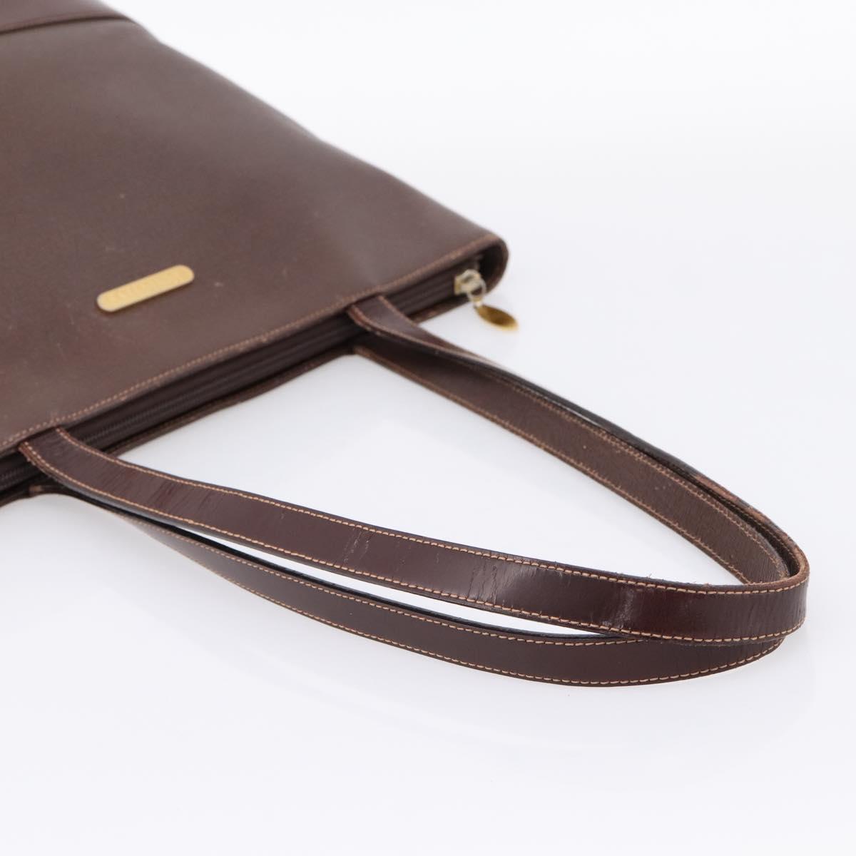 Burberrys Tote Bag Leather Gold Brown Auth hk4160
