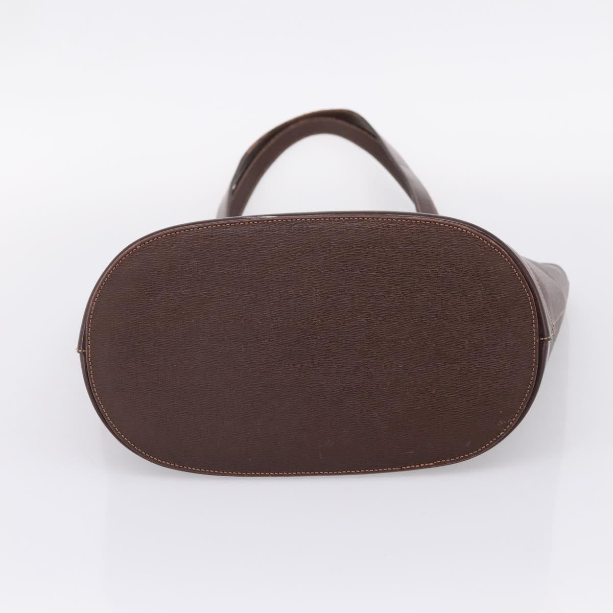 Burberrys Tote Bag Leather Gold Brown Auth hk4160