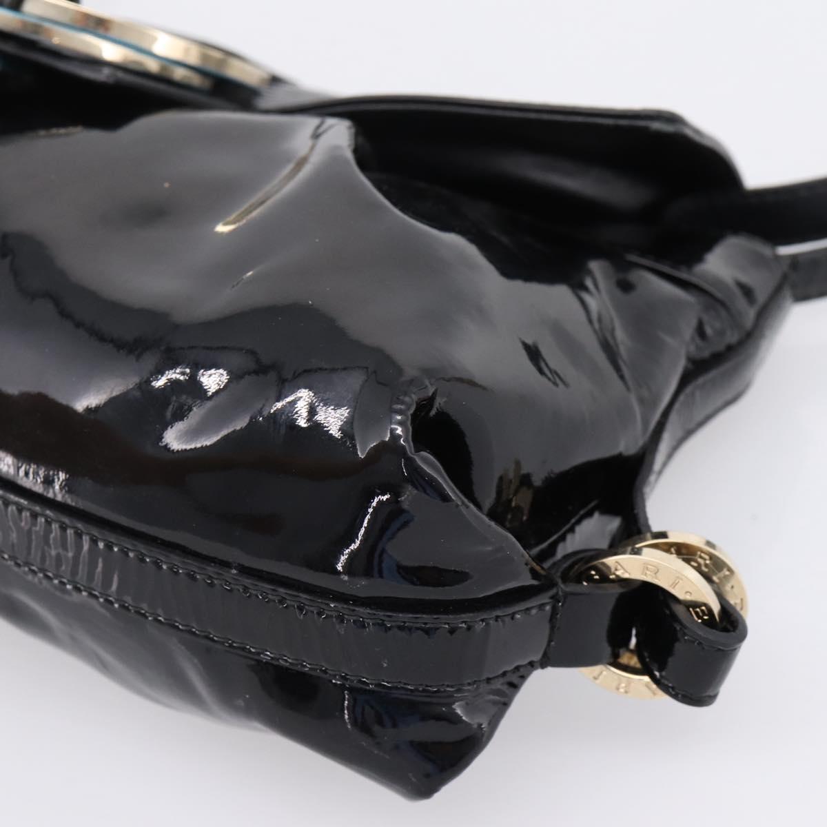 BVLGARI Shoulder Bag Patent leather Black Gold Auth hk4164