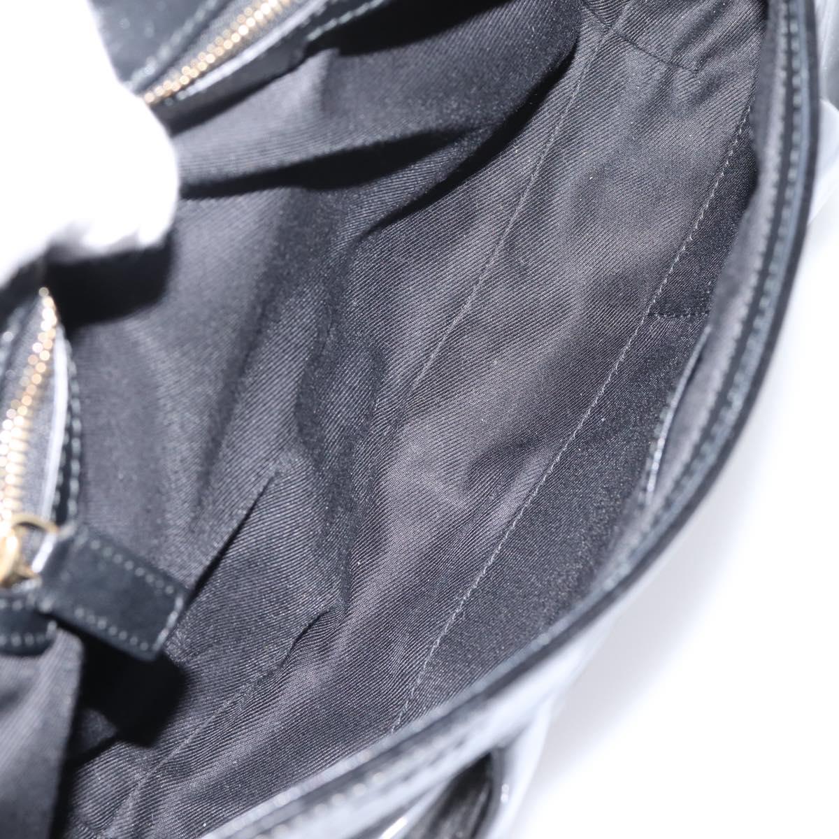 BVLGARI Shoulder Bag Patent leather Black Gold Auth hk4164