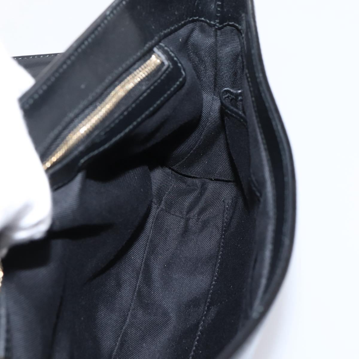 BVLGARI Shoulder Bag Patent leather Black Gold Auth hk4164