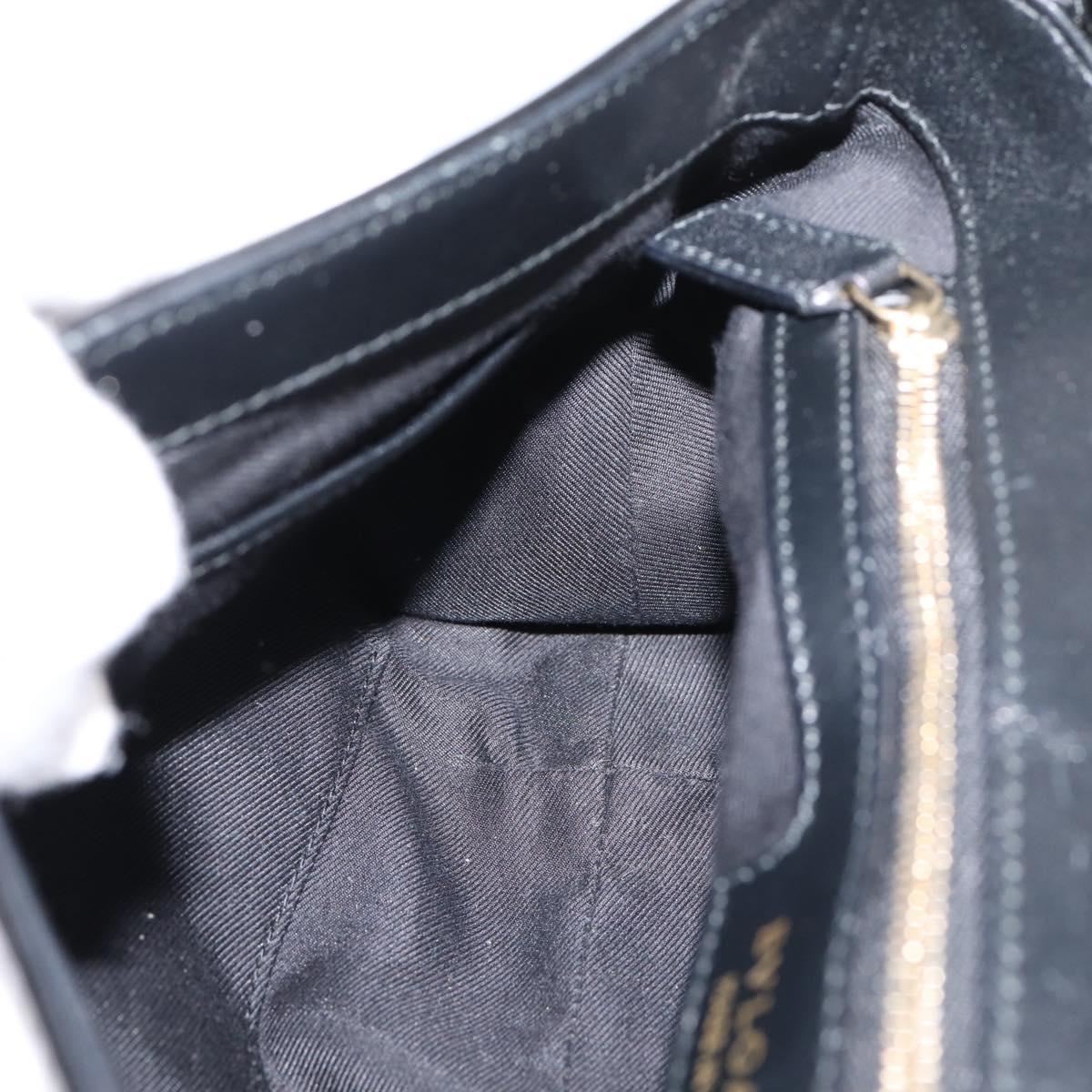BVLGARI Shoulder Bag Patent leather Black Gold Auth hk4164