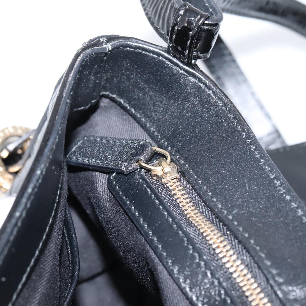 BVLGARI Shoulder Bag Patent leather Black Gold Auth hk4164