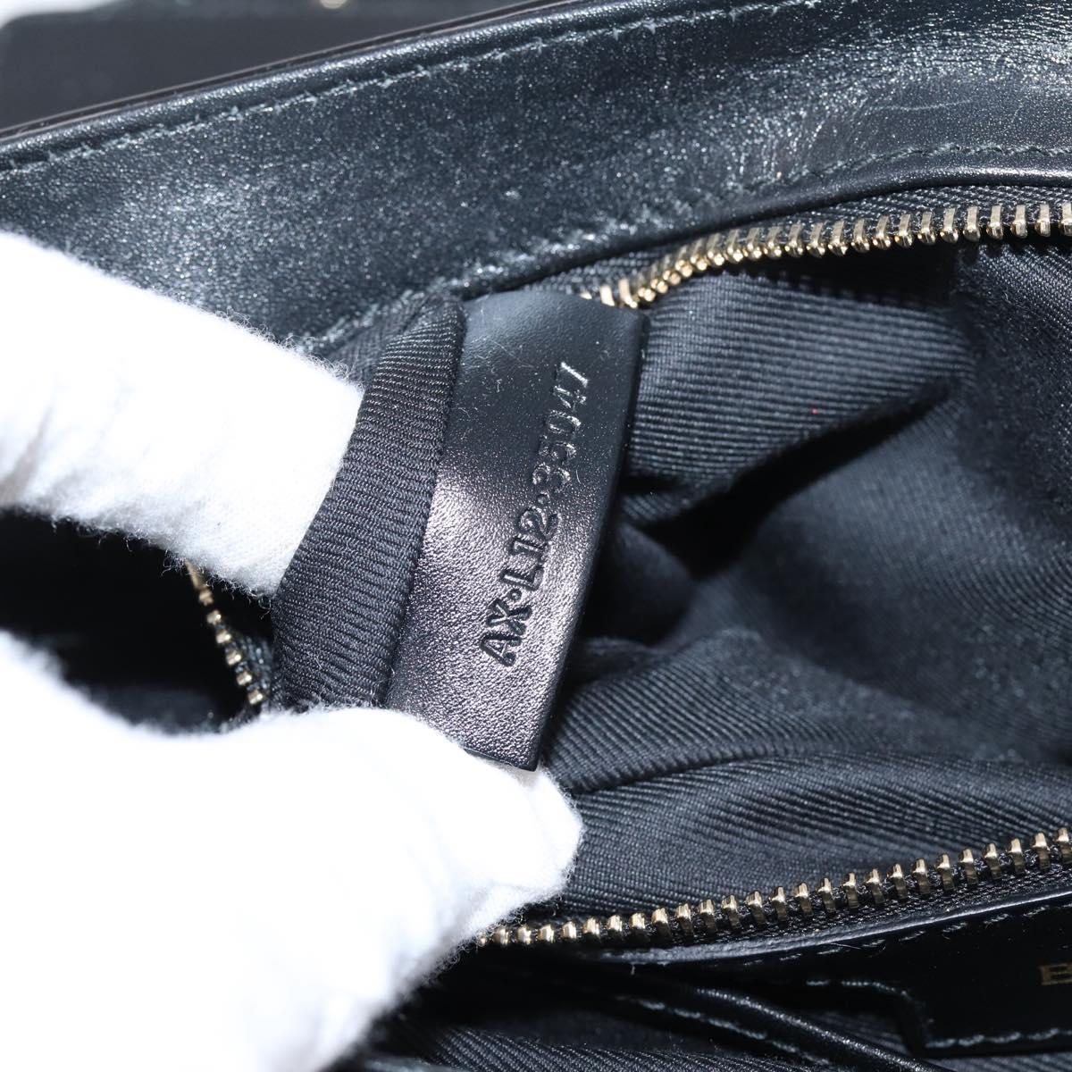 BVLGARI Shoulder Bag Patent leather Black Gold Auth hk4164