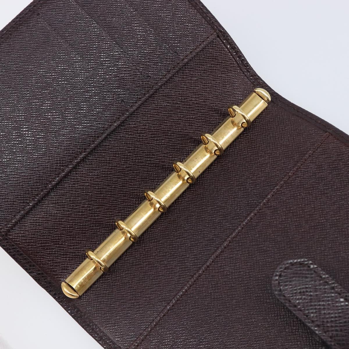 LOUIS VUITTON Taiga Agenda PM Day Planner Cover Acajou R20416 LV Auth hk4168