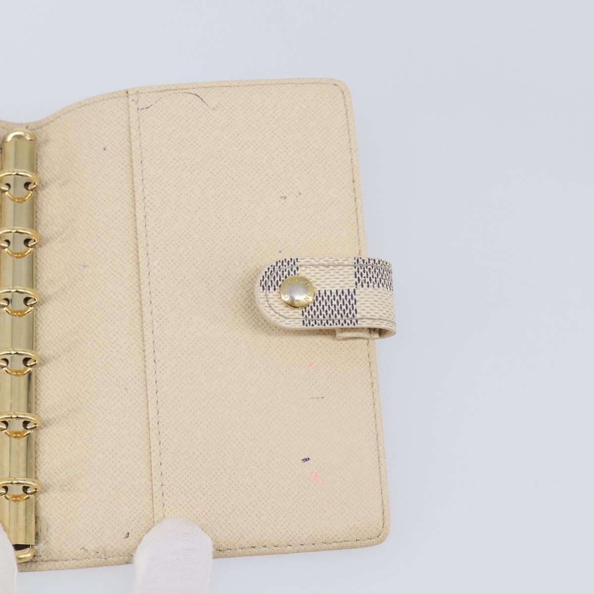 LOUIS VUITTON Damier Azur Agenda PM Day Planner Cover R20706 LV Auth hk4169