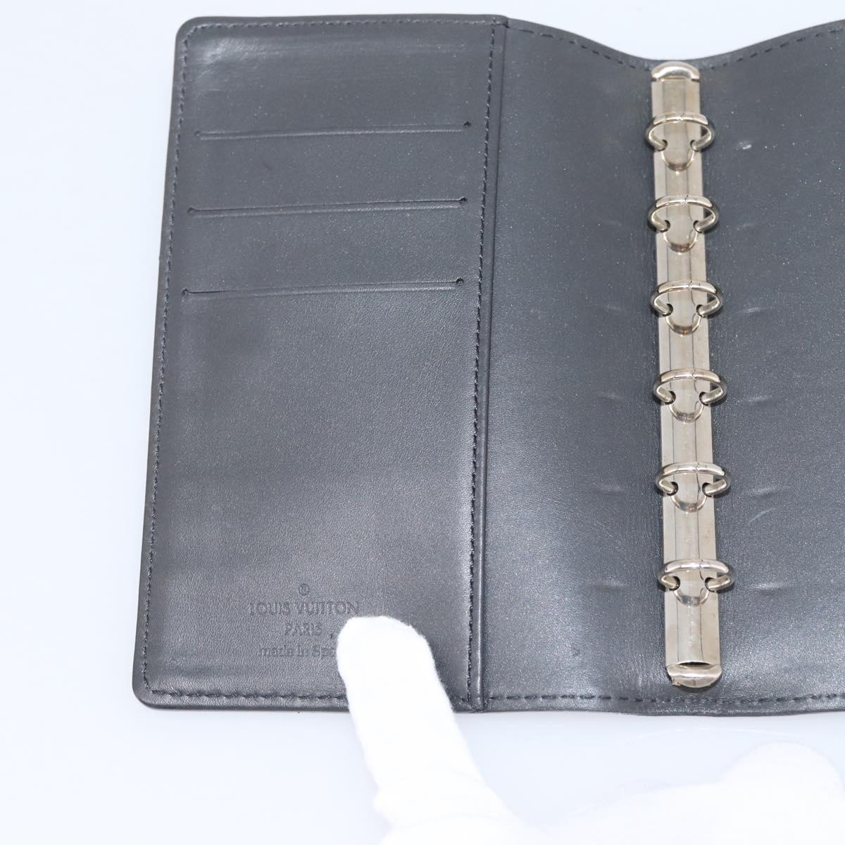 LOUIS VUITTON Monogram Mat Agenda PM Day Planner Cover Black R20932 Auth hk4171