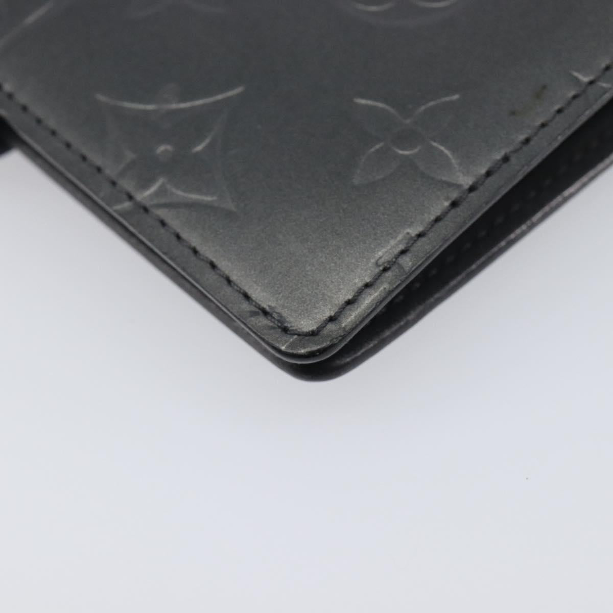 LOUIS VUITTON Monogram Mat Agenda PM Day Planner Cover Black R20932 Auth hk4172