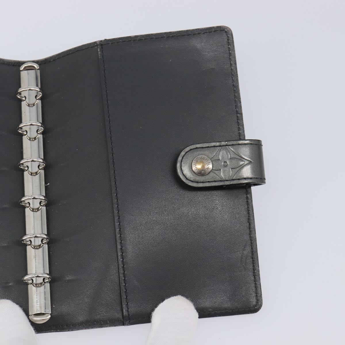 LOUIS VUITTON Monogram Mat Agenda PM Day Planner Cover Black R20932 Auth hk4172