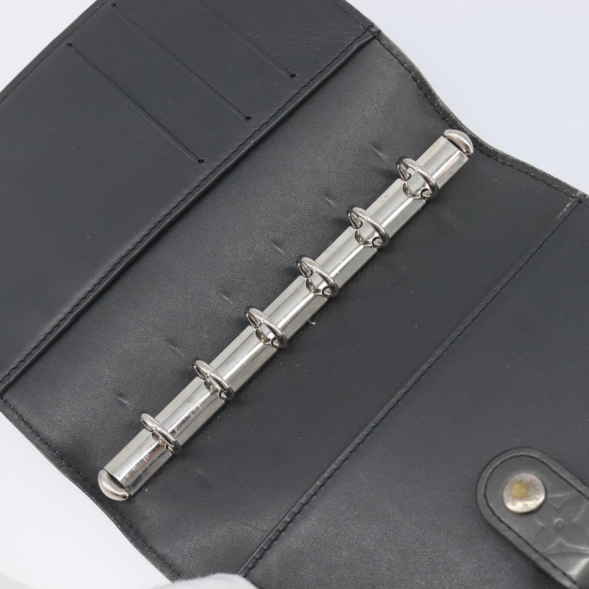 LOUIS VUITTON Monogram Mat Agenda PM Day Planner Cover Black R20932 Auth hk4172