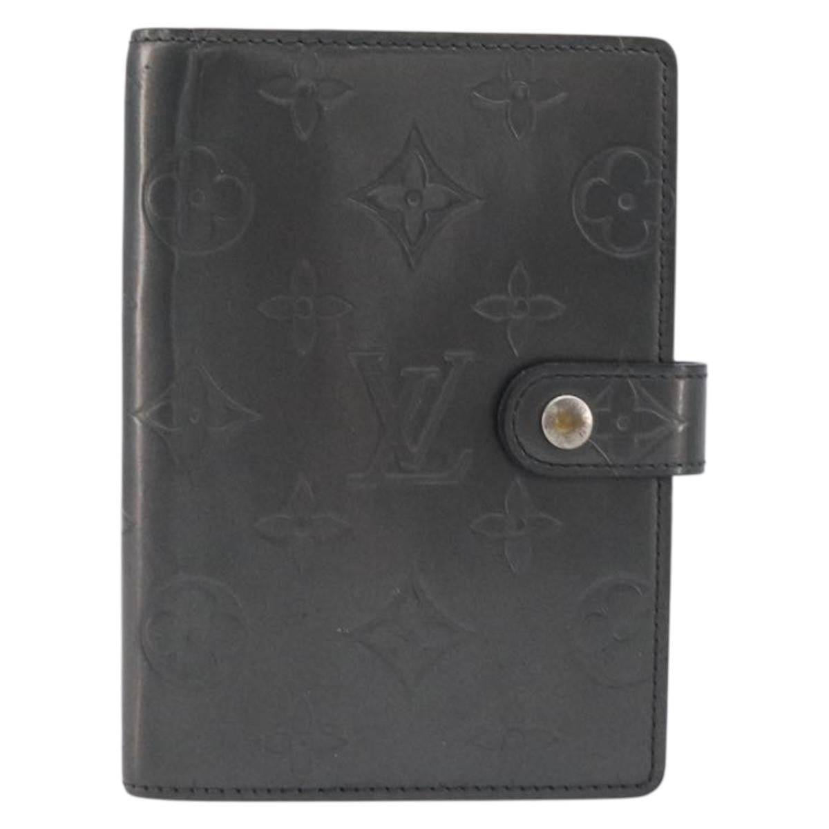 LOUIS VUITTON Monogram Mat Agenda PM Day Planner Cover Black R20932 Auth hk4172