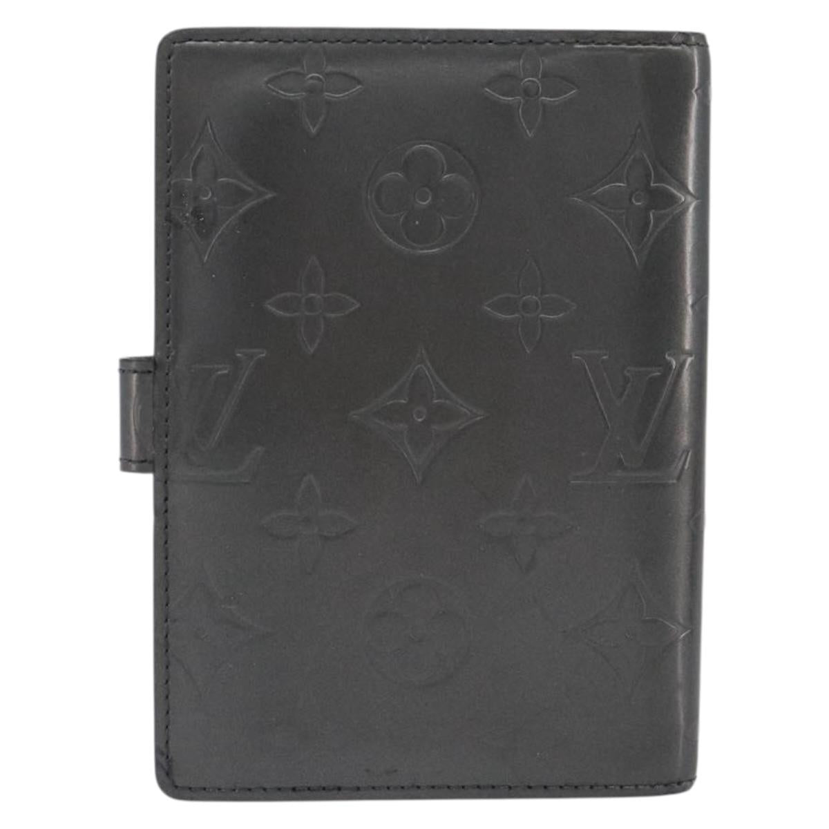 LOUIS VUITTON Monogram Mat Agenda PM Day Planner Cover Black R20932 Auth hk4172