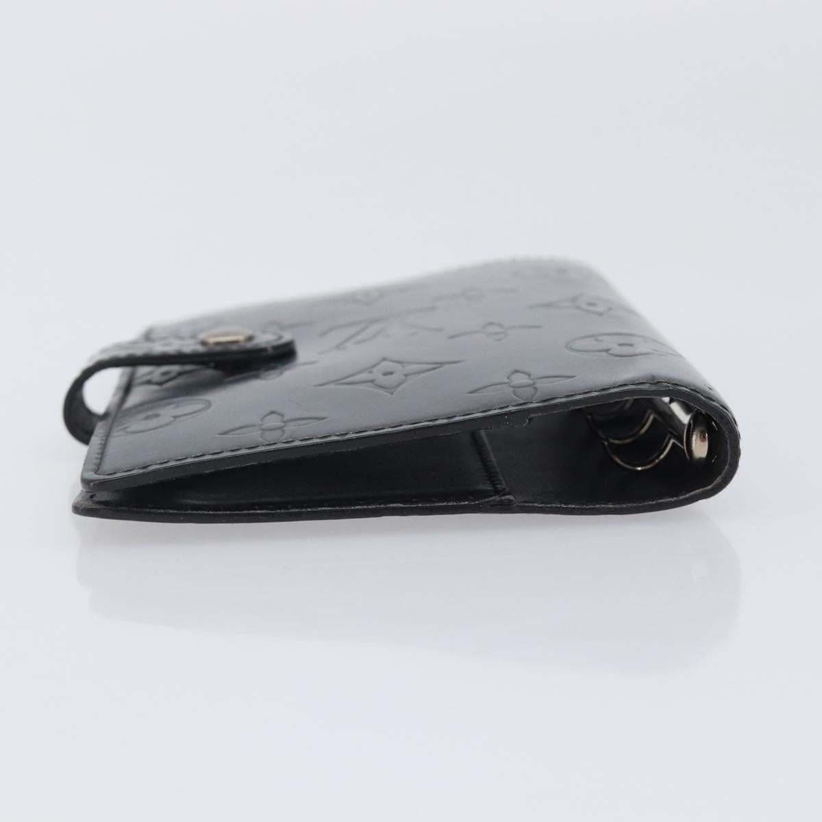 LOUIS VUITTON Monogram Mat Agenda PM Day Planner Cover Black R20932 Auth hk4172