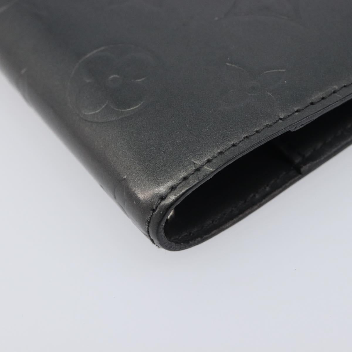 LOUIS VUITTON Monogram Mat Agenda PM Day Planner Cover Black R20932 Auth hk4172