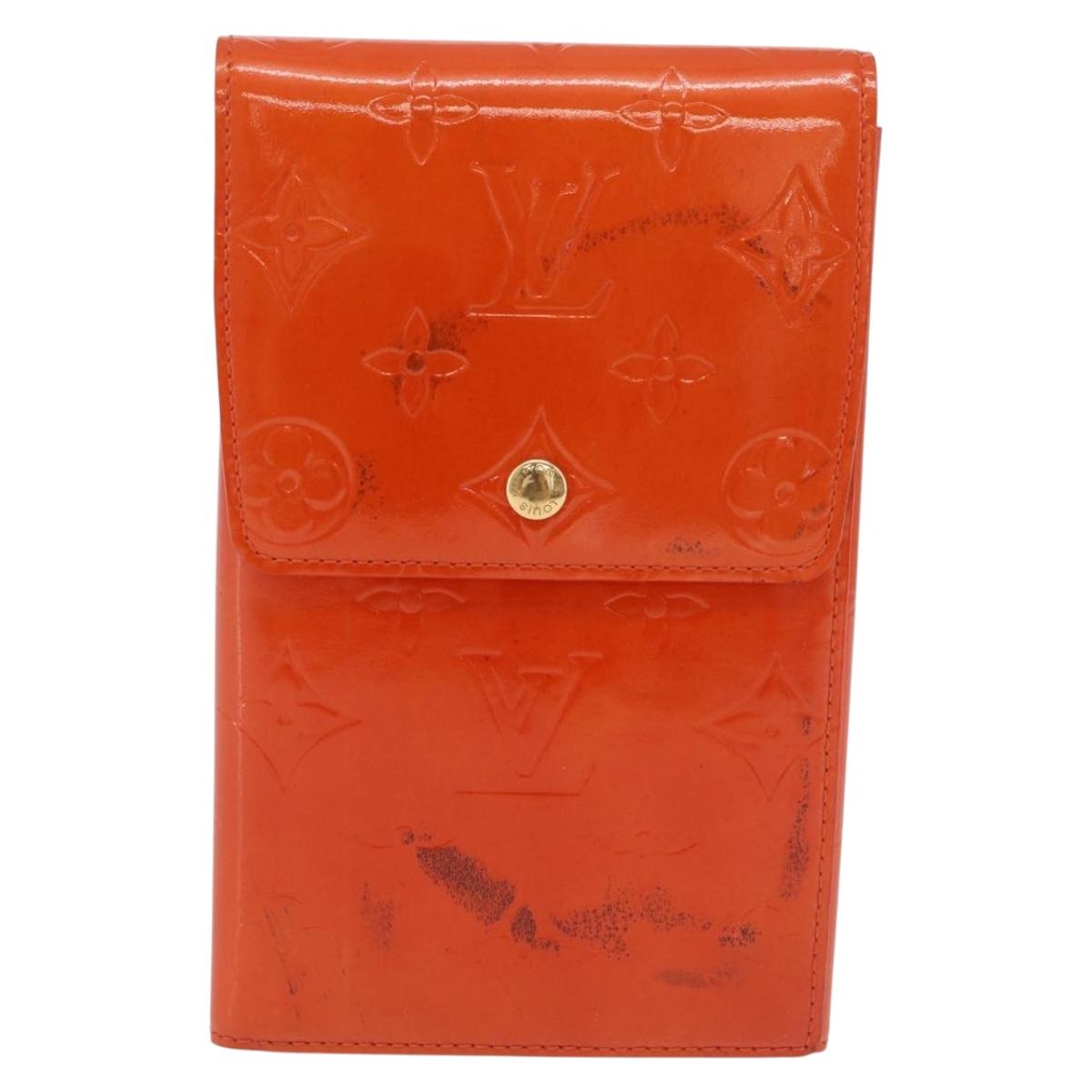 LOUIS VUITTON Monogram Vernis Walker Wallet Orange LV Auth hk4174