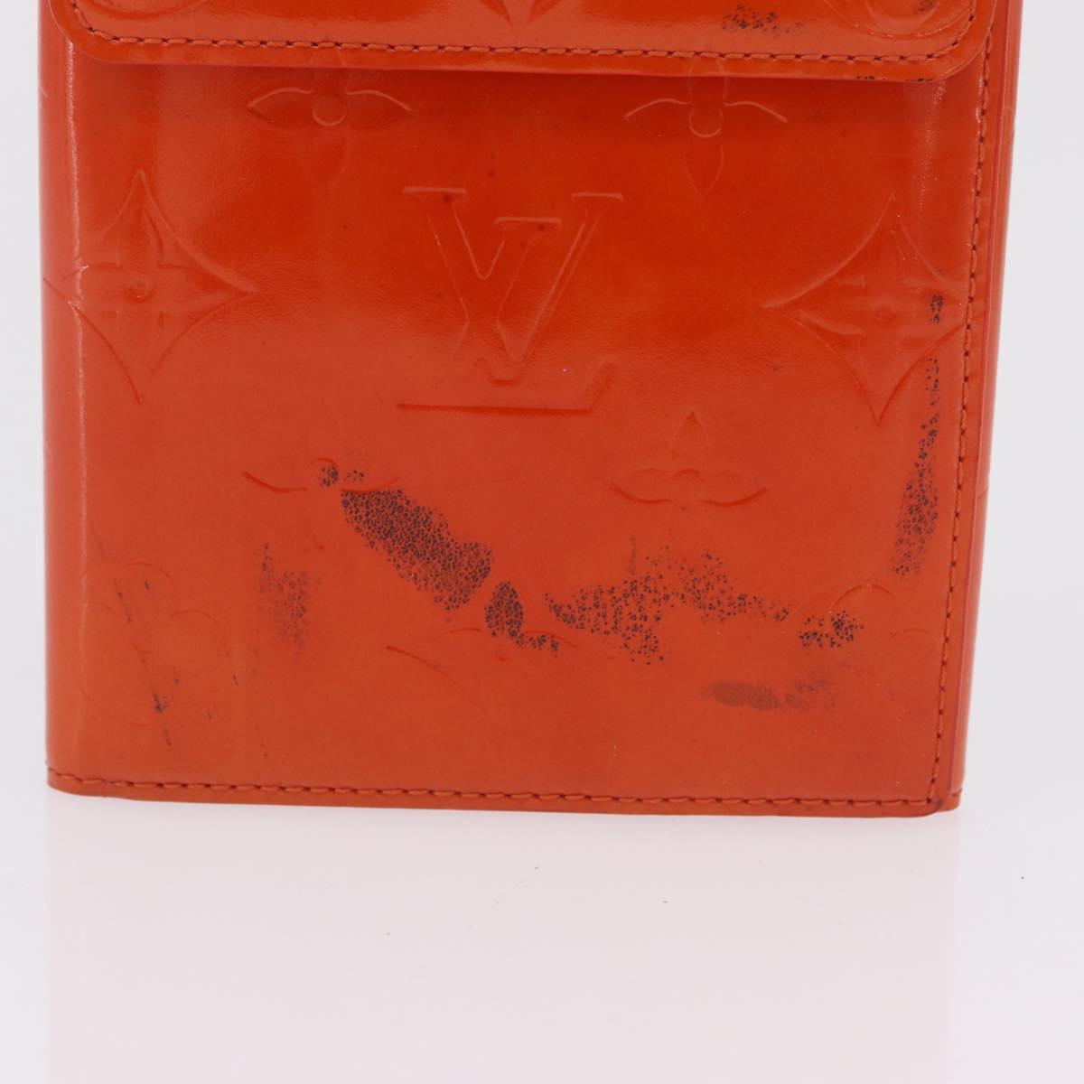 LOUIS VUITTON Monogram Vernis Walker Wallet Orange LV Auth hk4174