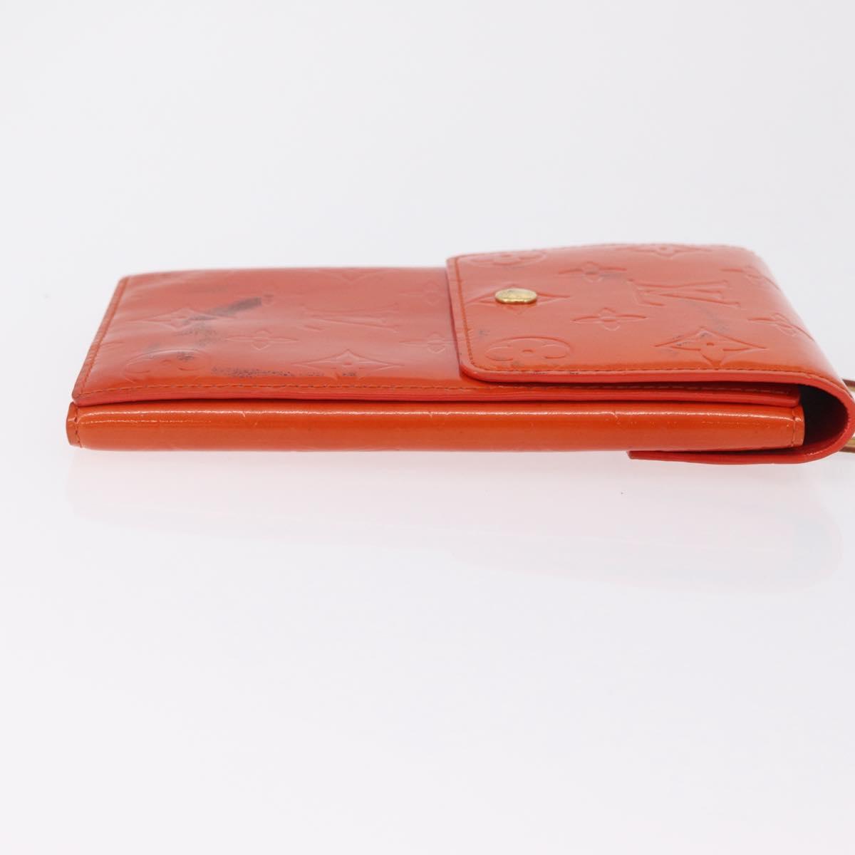 LOUIS VUITTON Monogram Vernis Walker Wallet Orange LV Auth hk4174