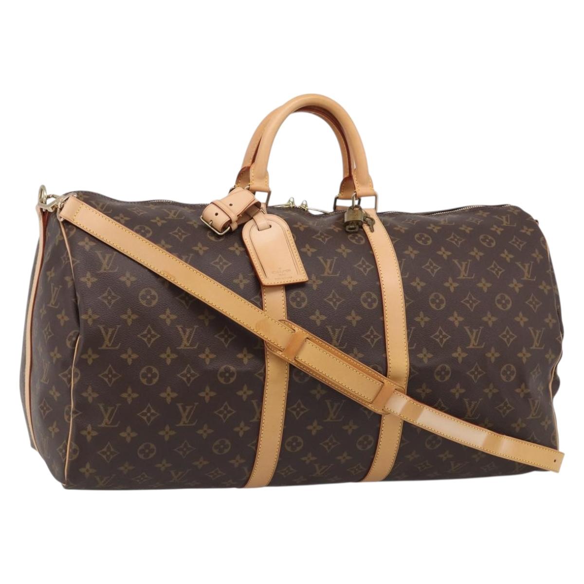 LOUIS VUITTON Monogram Keepall Bandouliere 55 Boston Bag M41414 LV Auth hk4191V