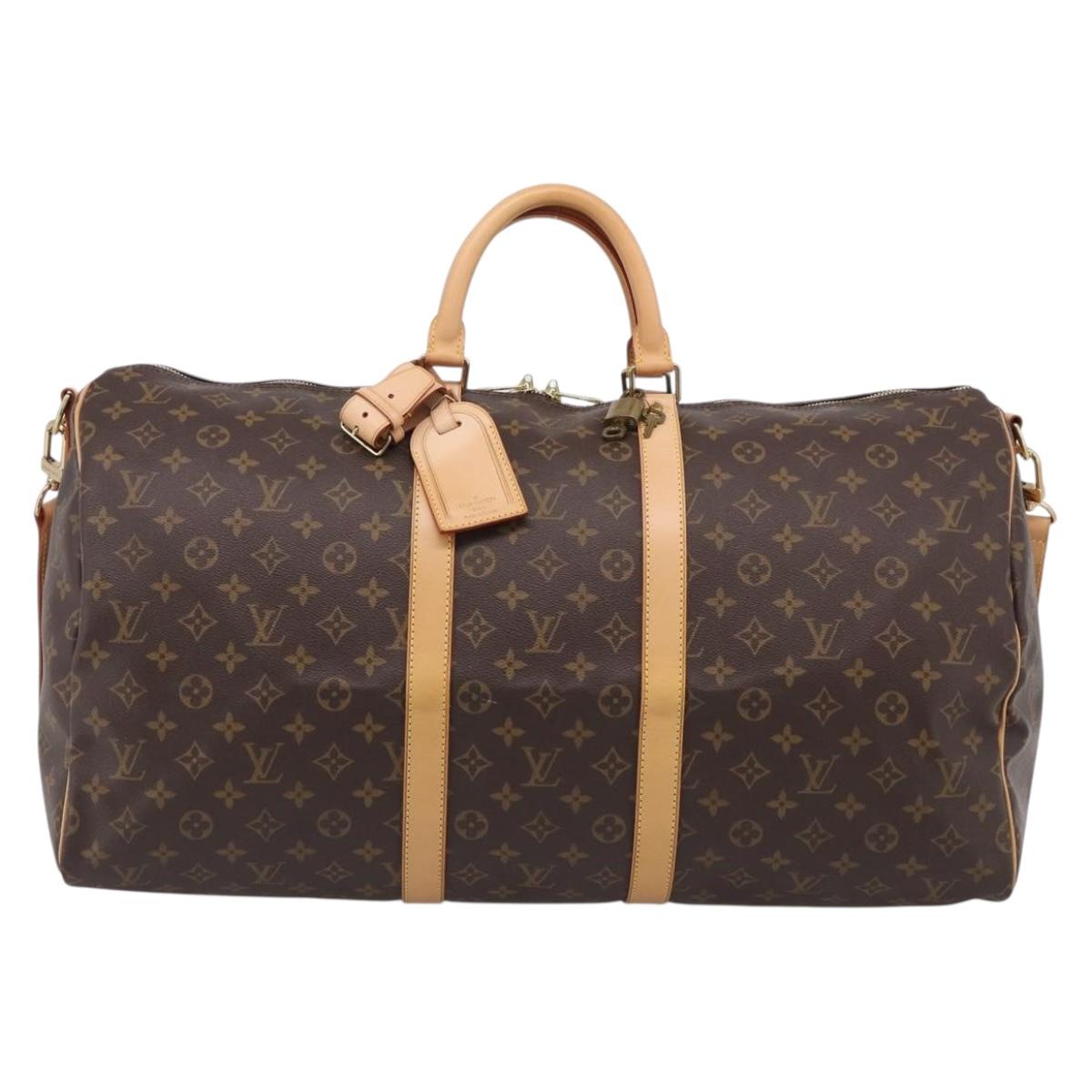 LOUIS VUITTON Monogram Keepall Bandouliere 55 Boston Bag M41414 LV Auth hk4191V