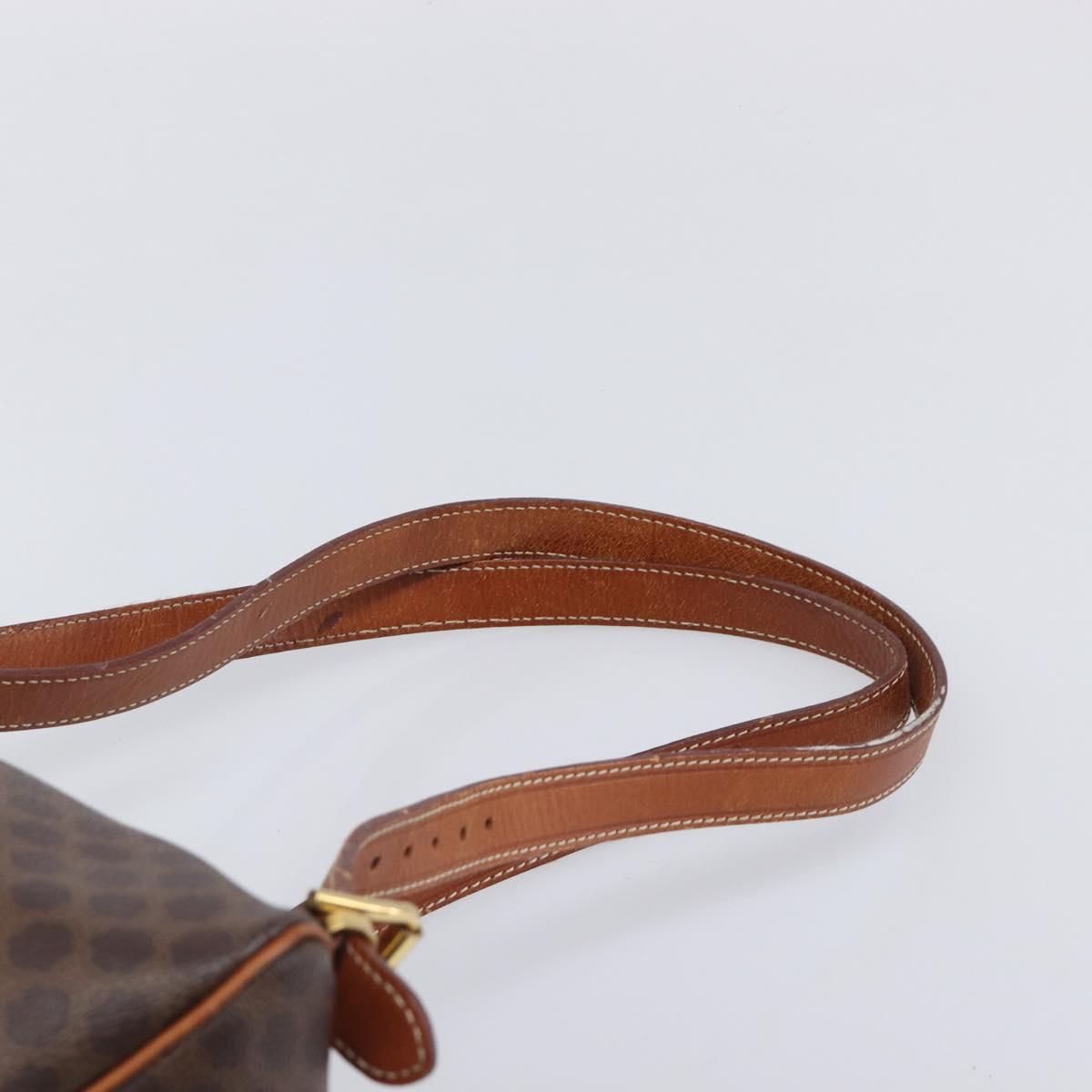 CELINE Macadam Canvas Backpack PVC Leather Brown Gold Auth hk4209