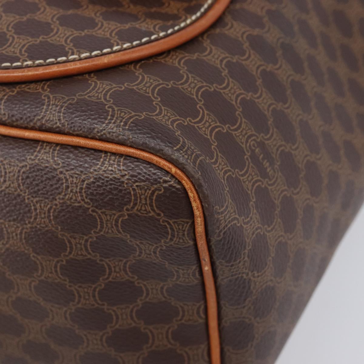 CELINE Macadam Canvas Backpack PVC Leather Brown Gold Auth hk4209