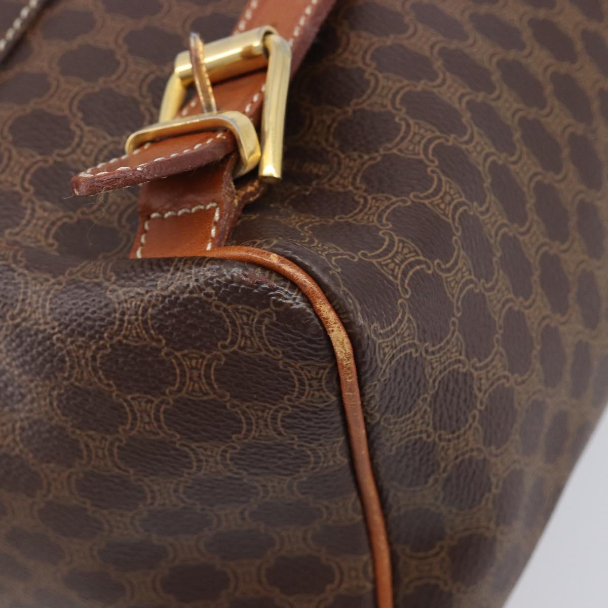 CELINE Macadam Canvas Backpack PVC Leather Brown Gold Auth hk4209