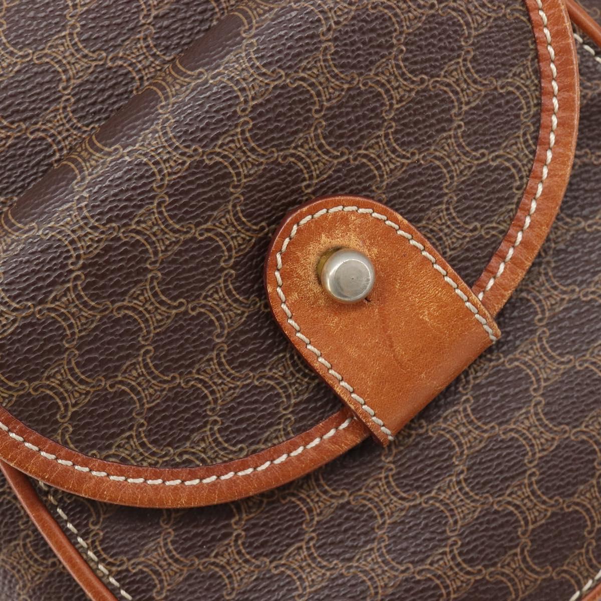 CELINE Macadam Canvas Backpack PVC Leather Brown Gold Auth hk4209