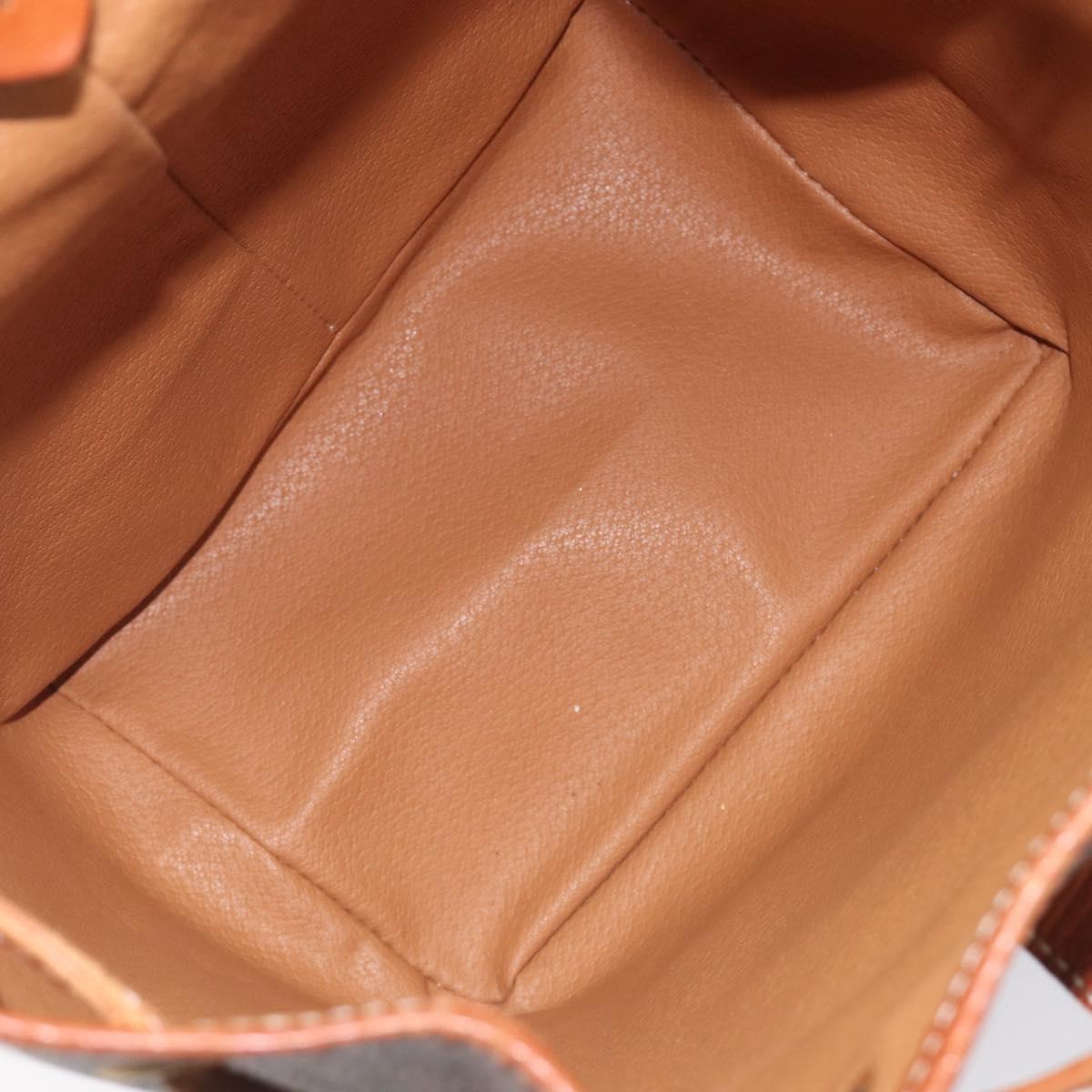 CELINE Macadam Canvas Backpack PVC Leather Brown Gold Auth hk4209