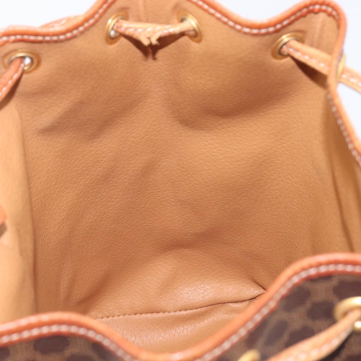 CELINE Macadam Canvas Backpack PVC Leather Brown Gold Auth hk4209