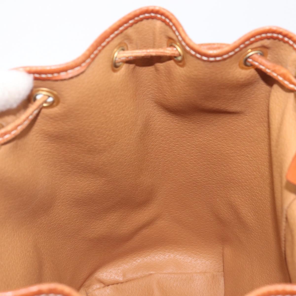 CELINE Macadam Canvas Backpack PVC Leather Brown Gold Auth hk4209