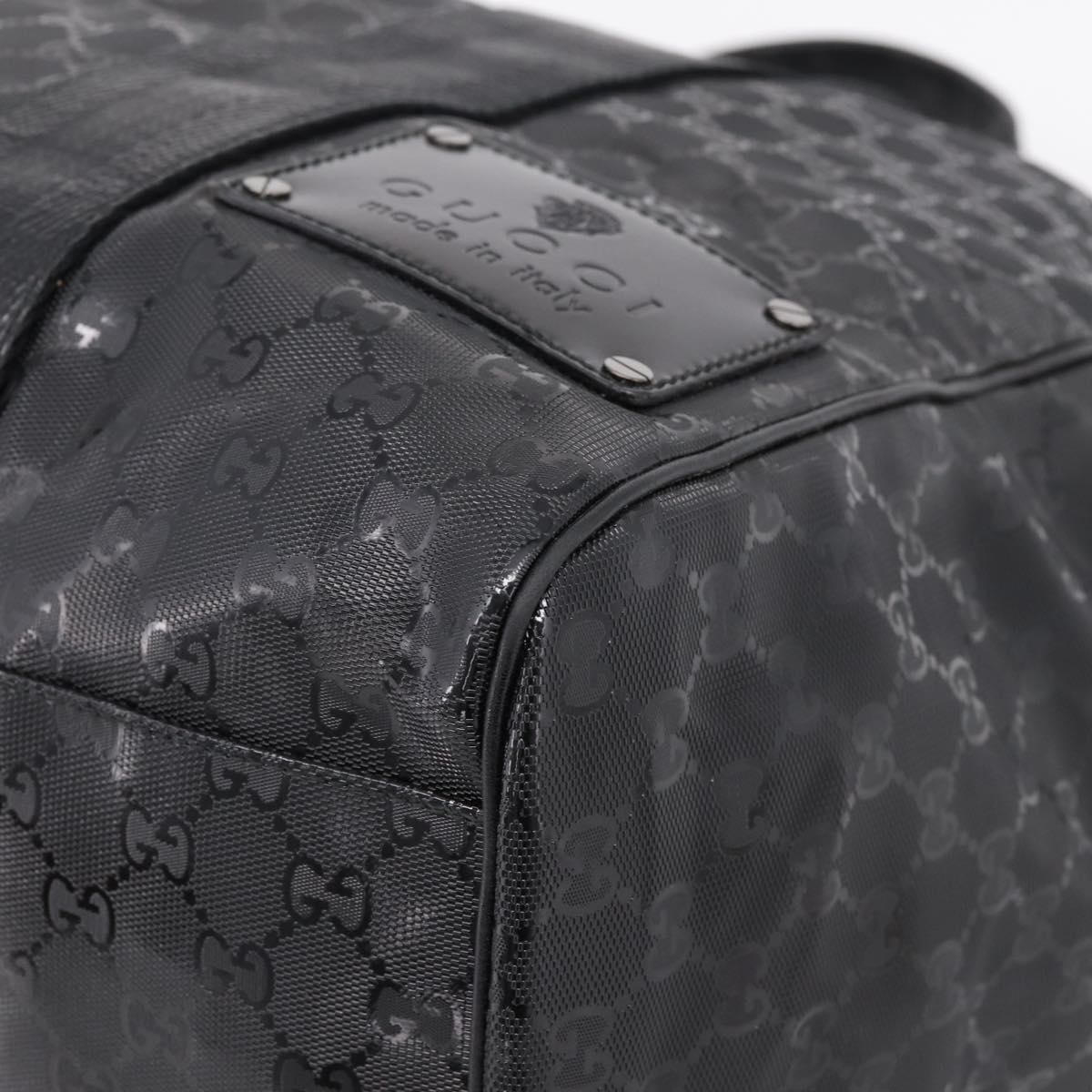 GUCCI GG Implementation Hand Bag PVC Leather Black Silver Auth hk4211A