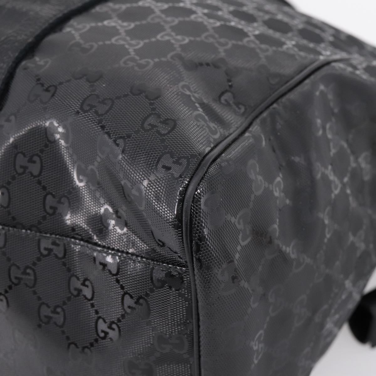 GUCCI GG Implementation Hand Bag PVC Leather Black Silver Auth hk4211A