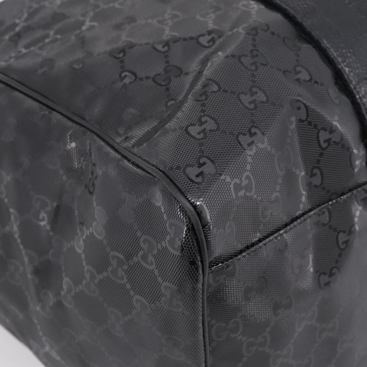 GUCCI GG Implementation Hand Bag PVC Leather Black Silver Auth hk4211A