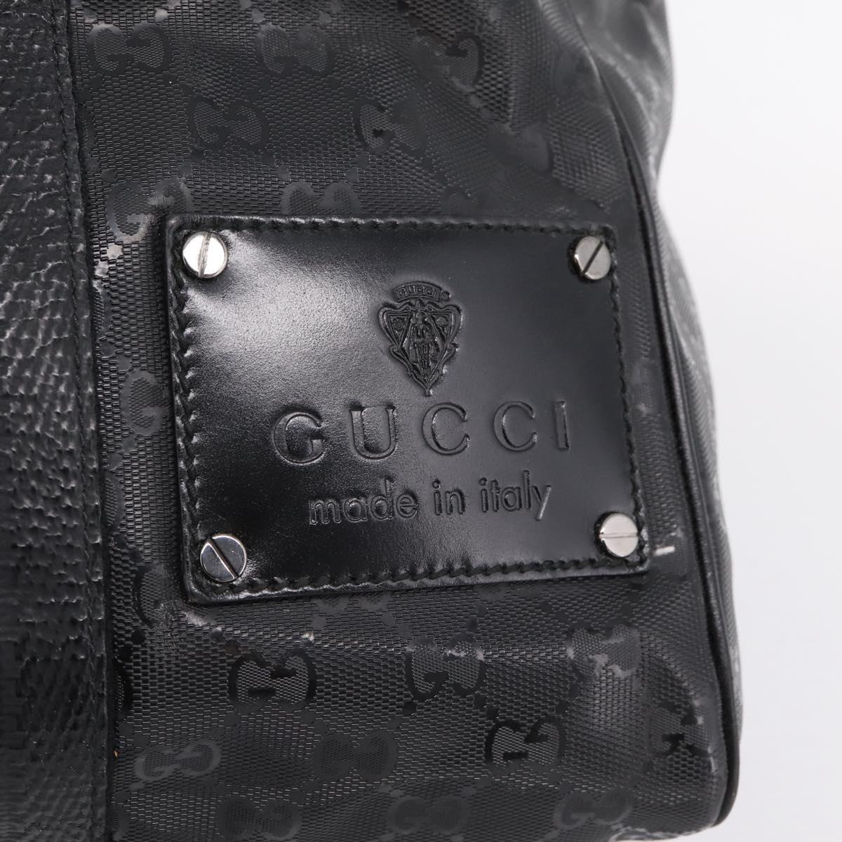 GUCCI GG Implementation Hand Bag PVC Leather Black Silver Auth hk4211A