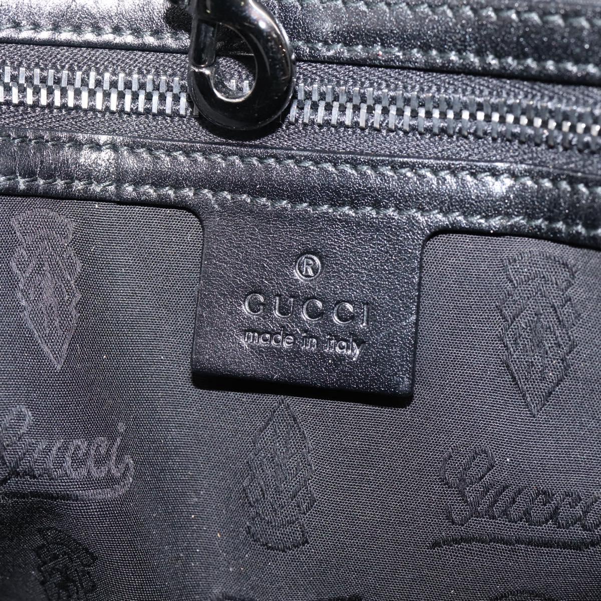 GUCCI GG Implementation Hand Bag PVC Leather Black Silver Auth hk4211A