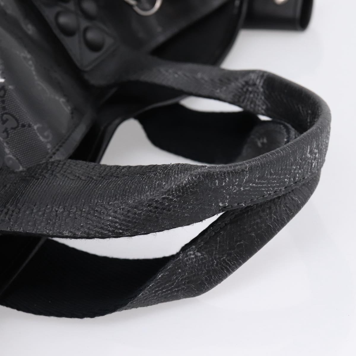 GUCCI GG Implementation Hand Bag PVC Leather Black Silver Auth hk4211A