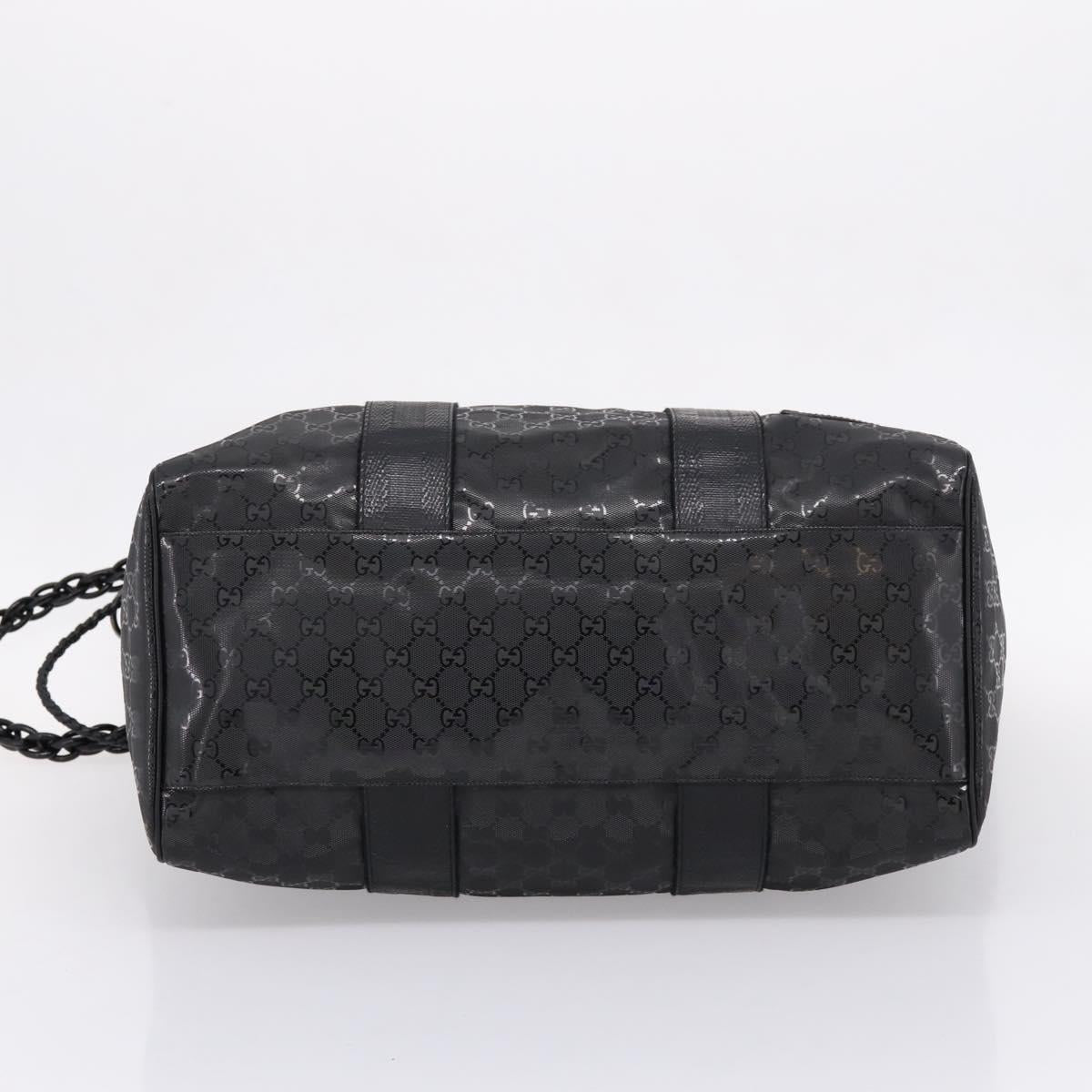 GUCCI GG Implementation Hand Bag PVC Leather Black Silver Auth hk4211A