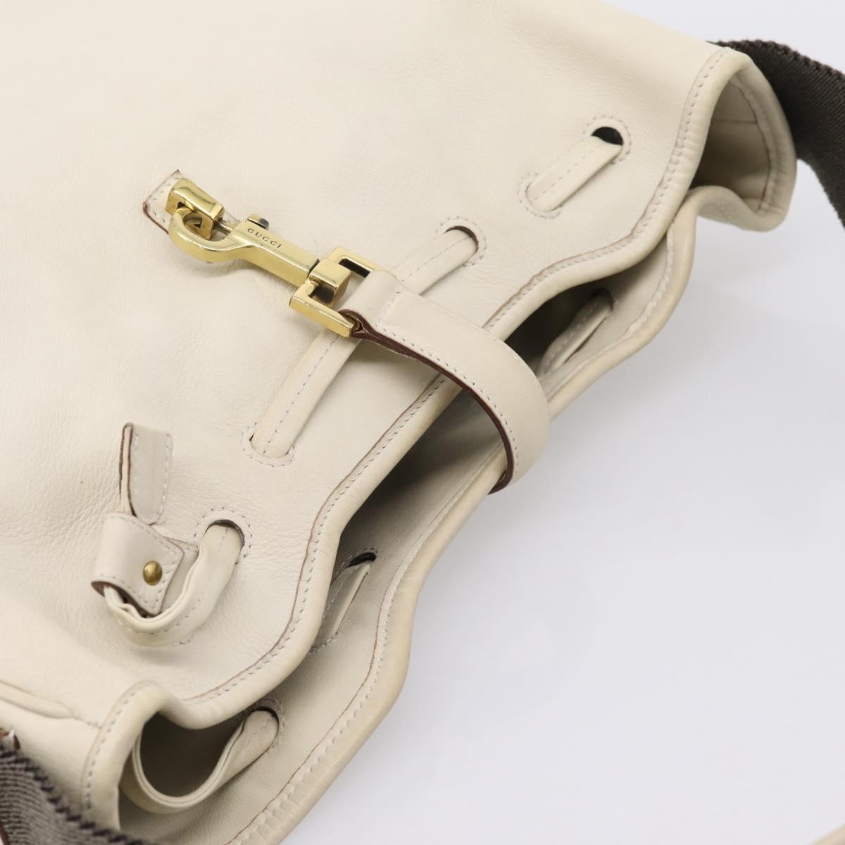 GUCCI Shoulder Bag Leather Beige Gold 92732 Auth hk4212