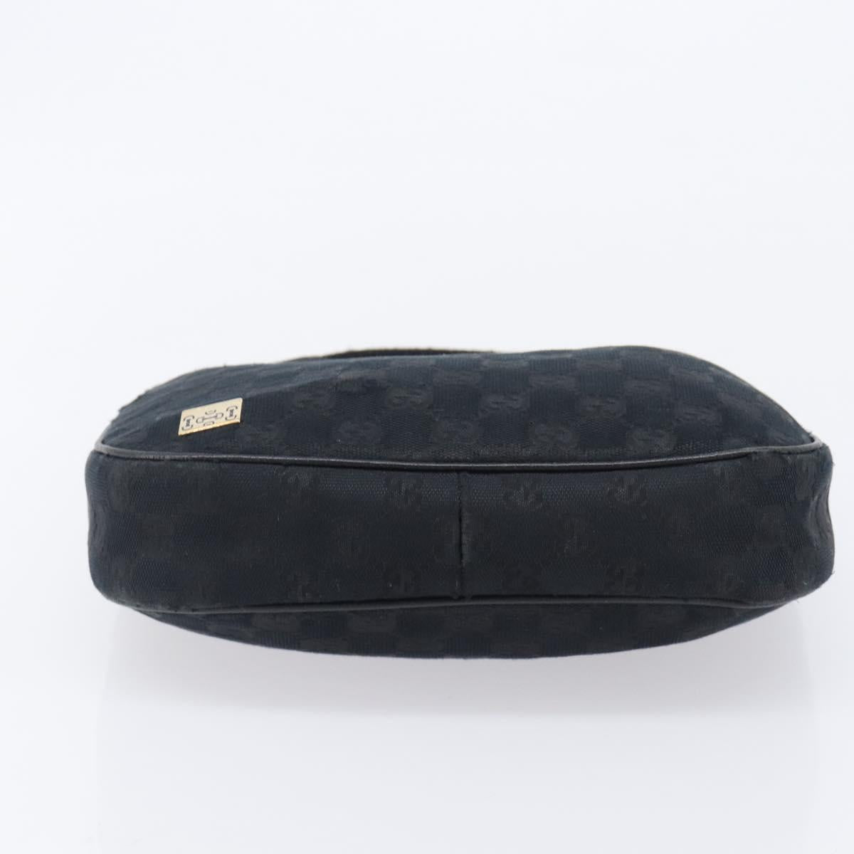 GUCCI GG Canvas Hand Bag Black Gold 145811 Auth hk4216