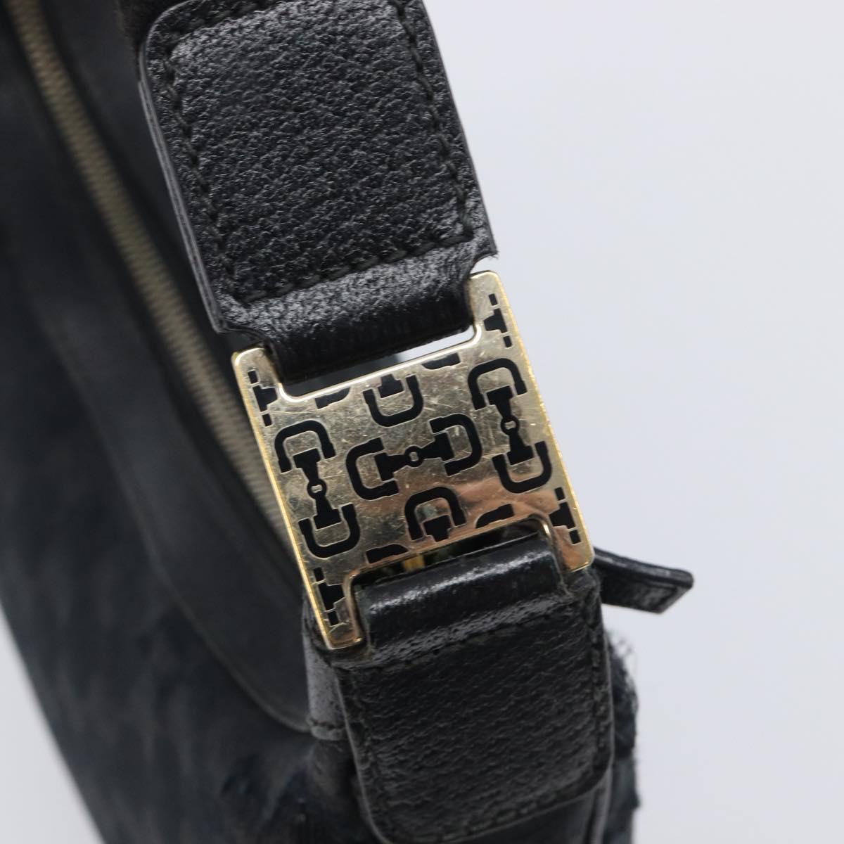 GUCCI GG Canvas Hand Bag Black Gold 145811 Auth hk4216
