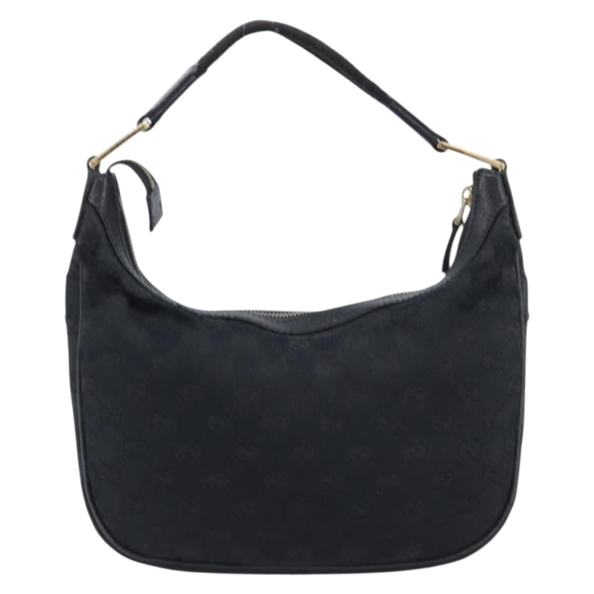 GUCCI GG Canvas Hand Bag Black Gold 145811 Auth hk4216
