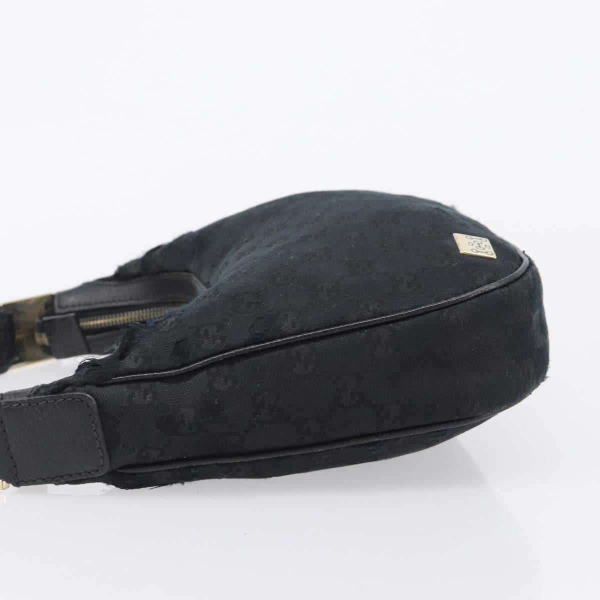 GUCCI GG Canvas Hand Bag Black Gold 145811 Auth hk4216