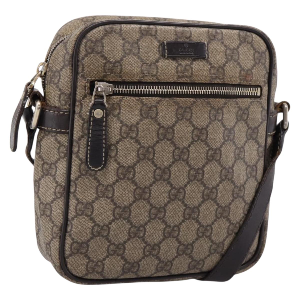 GUCCI GG Supreme Shoulder Bag PVC Beige Gold 233268 Auth hk4217