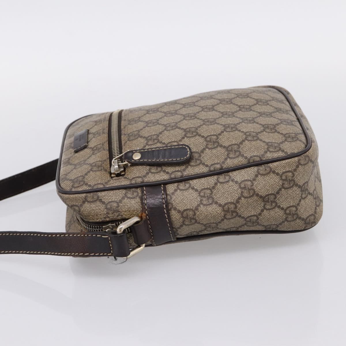 GUCCI GG Supreme Shoulder Bag PVC Beige Gold 233268 Auth hk4217