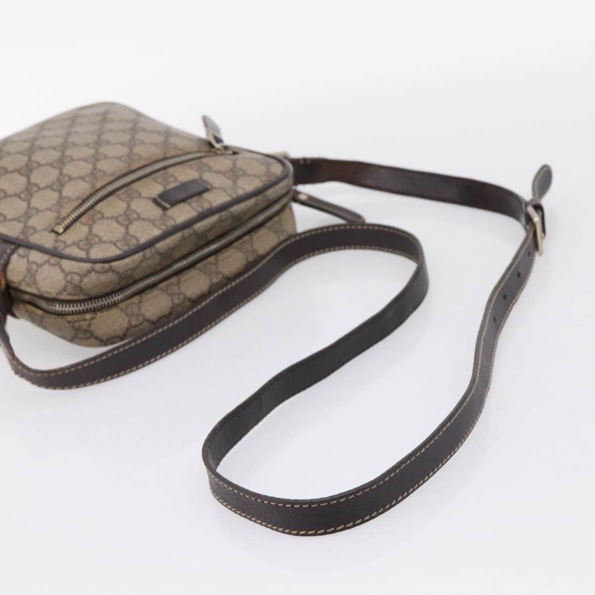 GUCCI GG Supreme Shoulder Bag PVC Beige Gold 233268 Auth hk4217