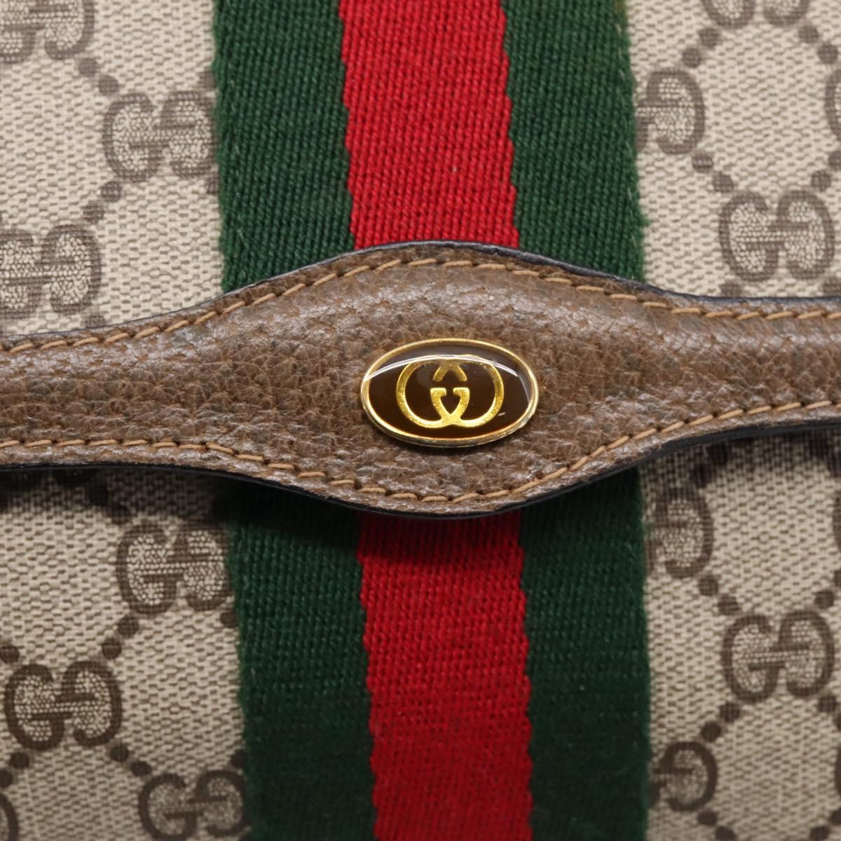 GUCCI GG Supreme Web Sherry Line Bag PVC Beige Red 41 014 3087 30 Auth hk4218