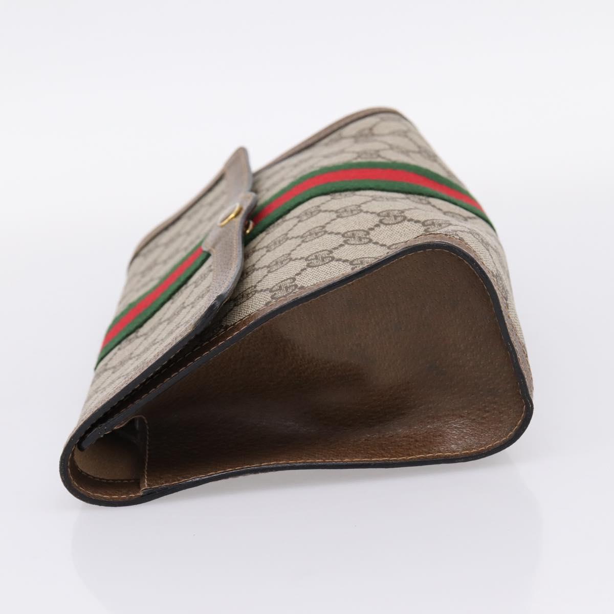 GUCCI GG Supreme Web Sherry Line Bag PVC Beige Red 41 014 3087 30 Auth hk4218