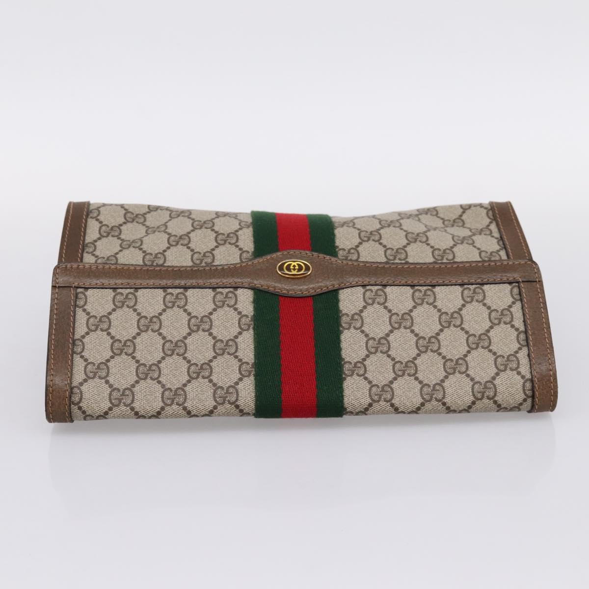 GUCCI GG Supreme Web Sherry Line Bag PVC Beige Red 41 014 3087 30 Auth hk4218